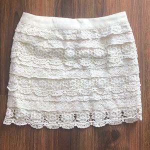 ☀️Ruffle lace mini skirt, ivory